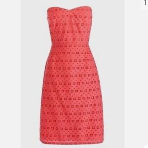 J. Crew Coral Eyelet Strapless Dress Size 6